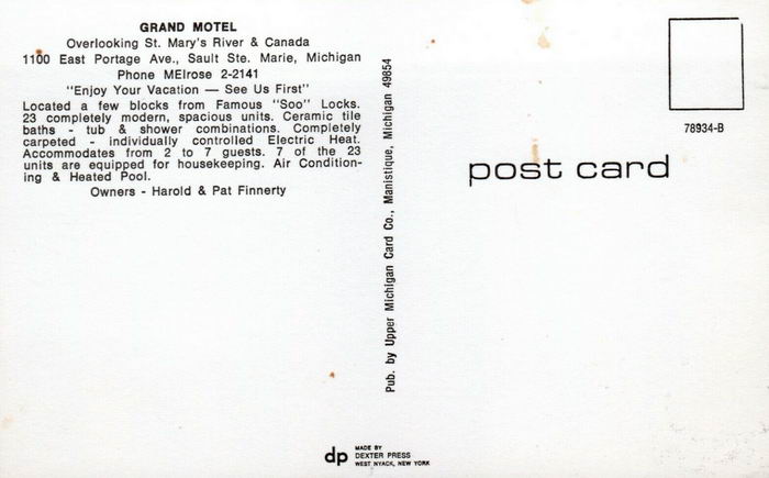 Grand Motel - Old Postcard Photo (newer photo)